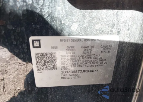 2018 Chevrolet Malibu Lt from USA, damaged, VIN 1G1ZD5ST3JF288877